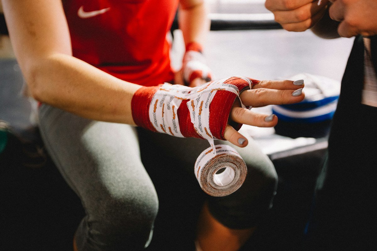 Hands being wrapped before training
