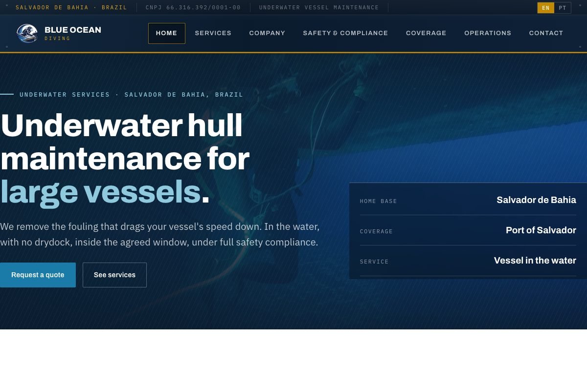 Blue Ocean Diving website