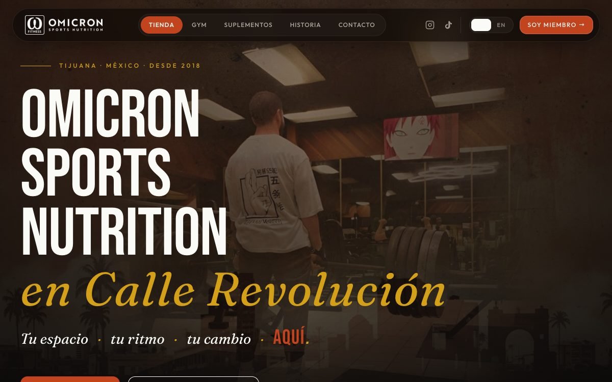 Omicron Sports Nutrition website